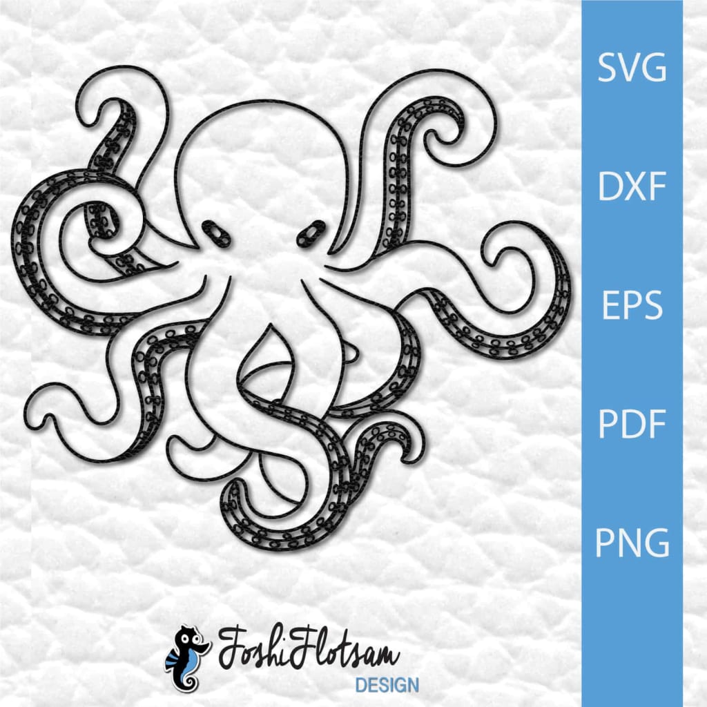 Clipart SVG - Octopus SVG clipart bundle 2 variation 2 Octopus clipart SVG variation 2, with an octopus outline and visible suckers.